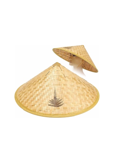 Naturel Renk Cambodia Kamboçyalı Vietnam Şapkası Pvc Hasır +0