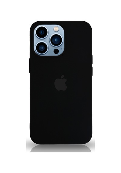 Apple Uyumlu iPhone 13 Pro Logolu Silikon Kılıf Altı Kapalı İçi Kadife Lansman Arka Kapak