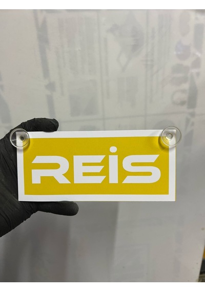 Sarı Renk Üzeri Beyaz Renk Reis Yazılı Vantuzlu Cam Süsü
