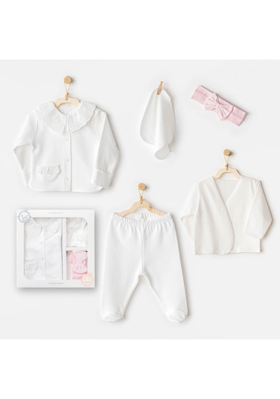AndyWawa Kız Bebek Hastane Çikişi 5 Pcs Newborn Set Cuddly Bunny Bear Ac25650 Ekru-pembe Ekru - Pembe