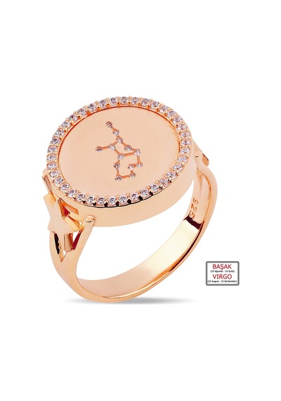 Kuyumcudukkanı Zirkontaşlı"başak Burcu"yüzük-10433-r-vırgo Rose Gold