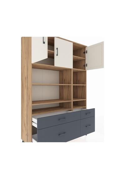 Hyperion Dolap 10 Raflı 4 Çekmeceli 3 Kapaklı 132x44x195 Çam-aytaşı/antrasit Aytası/antrasıt Hyperion Dolap 10 Raflı 4 Çekmeceli 3 Kapaklı 132x44x195 Çam-aytaşı/antrasit Aytası/antrasıt