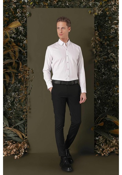 Efor Gk 711 Slim Fit Taş Klasik Gömlek Taş