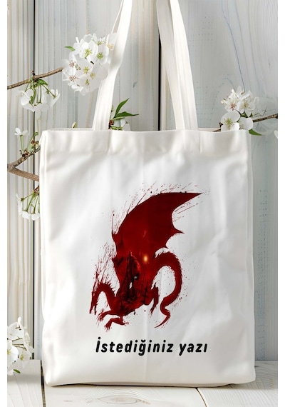 Art Hediye Dragon Age Baskılı Çanta Çift Taraflı Baskı Kişiye Özel Model 2 Çok Renkli