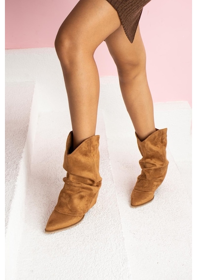 Shoetek Aymila Kadın Bot&bootie Kovboy Körüklü Taba Süet Taba Suet