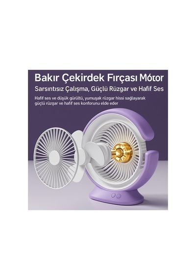 Şarjlı Masa Lambalı Mini Fan 2400 Mah 3 Kademeli Hız, Gece Işığı, Sessiz Ve Taşınabilir Yeşil - 731342687