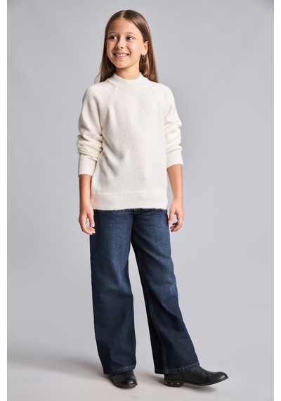 Defacto Reglan Kol Bisiklet Yaka Triko Basic Kazak Kız Çocuk H8406a826auer103 Ekru-er103