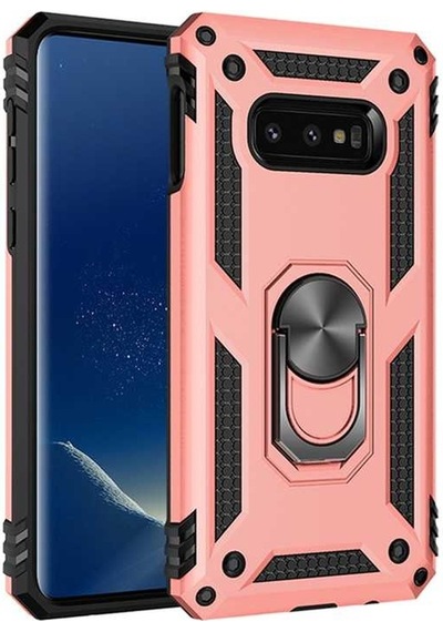 Samsung Galaxy Uyumlu S10E Kılıf Sofya Yüzüklü Standlı Zırhlı Silikon Kılıf