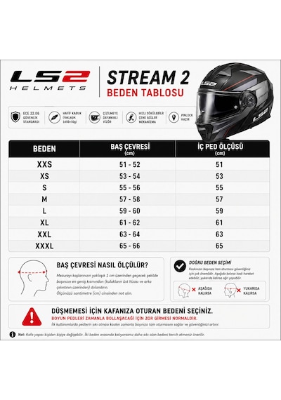 Kapalı Kask Ls2 Stream 2 Fury Mat Siyah Gri Neon Sarı 3XL