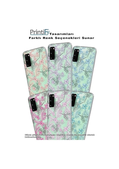 Realme 11 İle Uyumlu Floral Mavi Baskılı Kamera Korumalı Şeffaf Kılıf