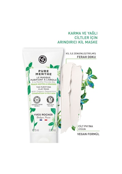 Yves Rocher Pure Menthe Karma ve Yağlı Ciltler İçin Kil Maskesi 75 ML