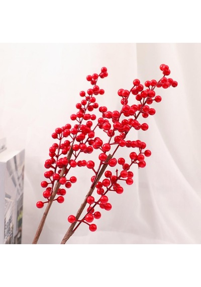 Yapay Çiçek Kokina Uzun Dal 63cm Yılbaşı Çiçeği Red Berry