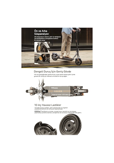 Gt5 Max Elektrikli Scooter - 1638 Güç, 28 Eğim, Çift Süspansiyon, 130 Kg Taşıma Kapasitesi, Tcs, Find My Siyah