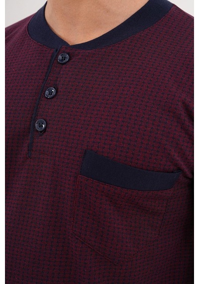 Markalinda 3130 Bordo Büyük Beden Erkek Pijama Takımı Bordo