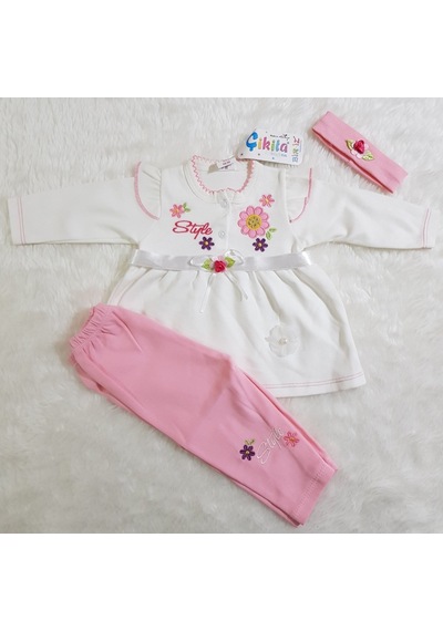 Candysbebe Çiçekli Bebek Takımı 3 Lü 68-6 Ay Beyaz - Pembe Candysbebe Çiçekli Bebek Takımı 3 Lü 68-6 Ay Beyaz - Pembe