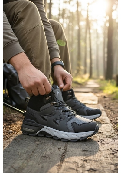 Enoch Erkek Waterproof Su Geçirmez Hava Tabanlı Outdoor Trekking Ve Doğa Botu Siyah - Gri