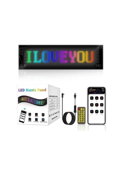 Led Matrix Panel Küçük Boy Dijital Kayar Rgb Ekran Kumandalı Mobil Uygulamalı 60x12 Cm