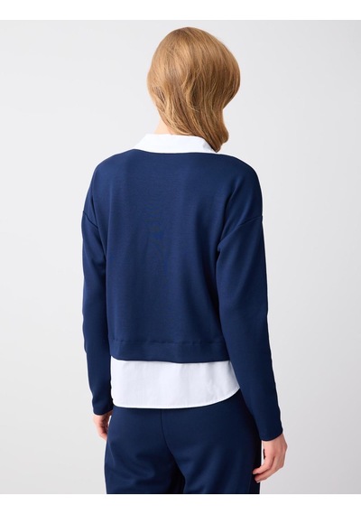 Jimmy Key Jimmy Key Lacivert Gömlek Yaka Uzun Kollu Modal Örme Sweatshirt 6sw235644494