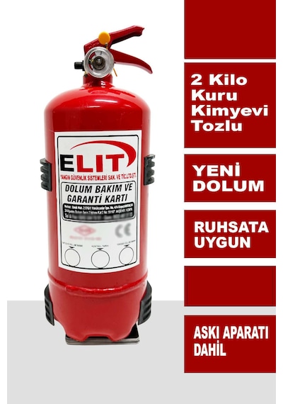 2 Kg Abc Kuru Kimyevi Tozlu Yangın Söndürme Tüpü Ve Askı Aparatı