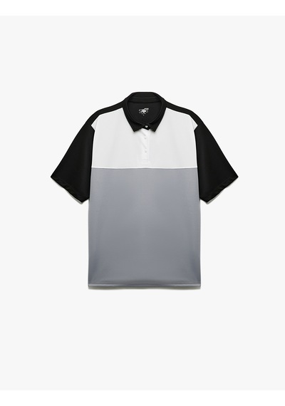 Koton Kısa Kollu Polo Yaka Renk Bloklu Oversize Spor Tişört Siyah 5sam10043nk Siyah