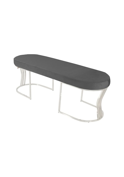 Viego Silver Smooth- Gri Kapitoneli Model Puf & Bench & Koltuk- Oturak-uzun Makyaj Puff-yatak Odası Ucu &önü