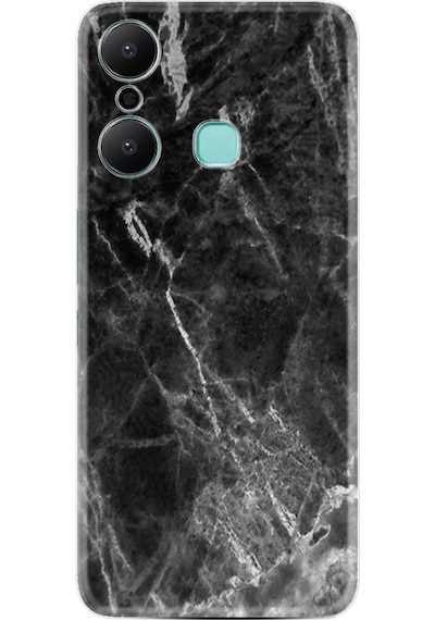 Infinix Hot 20 Play Kılıf Resimli Desenli Baskılı Silikon Kara Mermer 1375