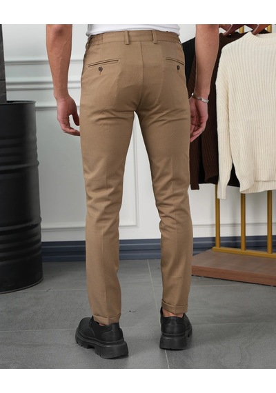 Modefendi Pamuk Likra Slim Fit Jogger Pantolon Taba