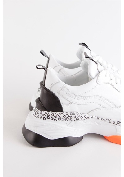 Negro Beyaz Hakiki Deri Kadın Sneaker-Beyaz
