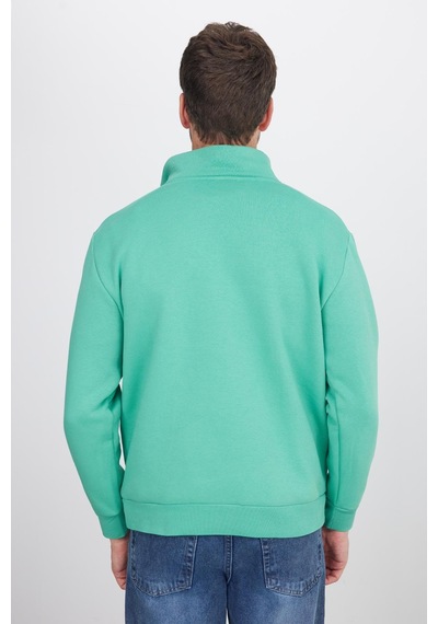 Tudors Unisex Relax Fit Rahat Kesim Pamuklu İçi Polarlı Yarım Fermuarlı Yeşil Dik Yaka Sweatshirt-35175 Yeşil Tudors Unisex Relax Fit Rahat Kesim Pamuklu İçi Polarlı Yarım Fermuarlı Yeşil Dik Yaka Sweatshirt-35175 Yeşil