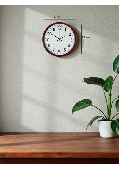 Büro Ev Ofis Hediyesi İçin 36cm Kırmızı Tarz Dekor Duvar Saati Diğer