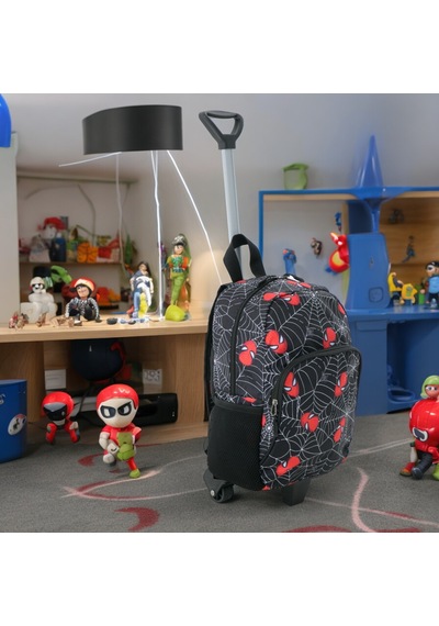 Çocuk Anaokulu Kreş Çekcekli Çanta 2 Bölmeli Suluklu Spiderman
