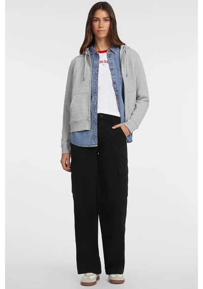 Guess Kadın Gj Mini Yama Fermuarlı Sweatshirt - Gri Gri