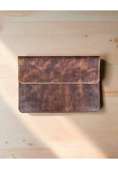 Hakiki Deri Macbook Uyumlu Kılıfı 13-14 İnç Gerçek Deri Premium Macbook Uyumlu Çantası, Macbook Uyumlu Air, Macbook Uyumlu Pro - Mess Collection Taba 13/14 İnç