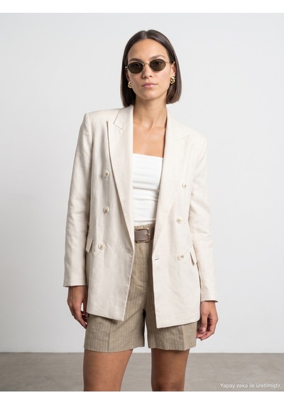 Dilvin 60815 Lyocell Karışımlı Blazer Ceket-bej