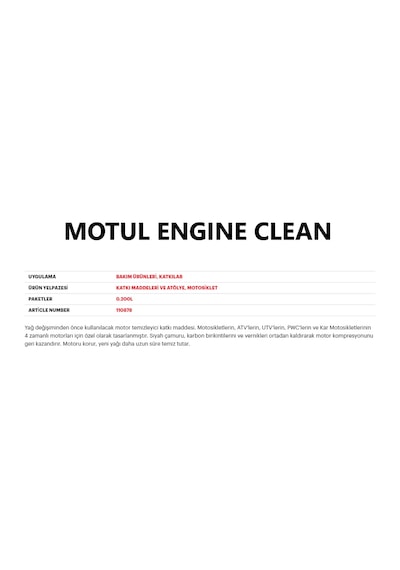 Motul Moto Engıne Clean Motor Iç Sistem Temizleme Ürt Trh. 07/21 Motul Moto Engıne Clean Motor Iç Sistem Temizleme Ürt Trh. 07/21