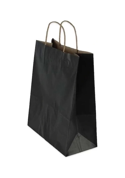 Siyah Kraft Çanta Küçük Boy 18x8x24 Cm 25 Adet
