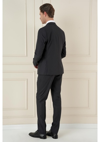 Efor Slim Fit Çift Yırtmaç Mono Yaka Klasik Antrasit Takım Elbise Tk 912 Antrasit