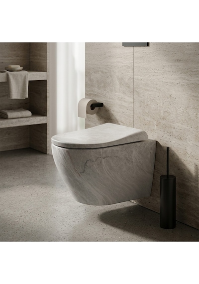 Et-y4810m Mermer Desenli Asma Klozet Gri