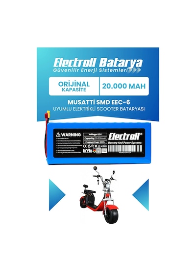 Musatti Smd Eec-6 Uyumlu Batarya Orijinal Kapasite 60v 20ah Elektrikli Scooter Bataryası Çok Renkli