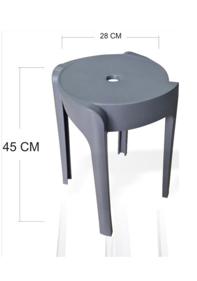 12 Li Sert Plastik Kırılmaz Hafif 45 Cm Banyo Balkon Bahçe Taburesi Koyu Gri