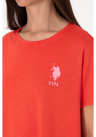 U.S. Polo Assn. Kadın Kırmızı Bisiklet Yaka Tişört 50300703-VR213
