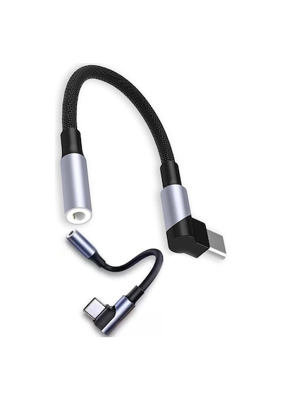 Type-c To 3.5 Mm Aux Kulaklık Çevirici L Tipi 90 Derece Ses Dönüştürücü Adaptör