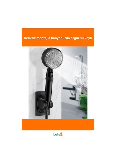 Ayarlanabilir Yapışkanlı Siyah Duş Başlığı Tutucu Çok Renkli Diğer