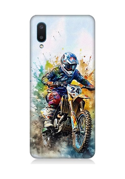 Samsung Galaxy A02 Uyumlu Motorsikletçi Desenli Silikon Kılıf