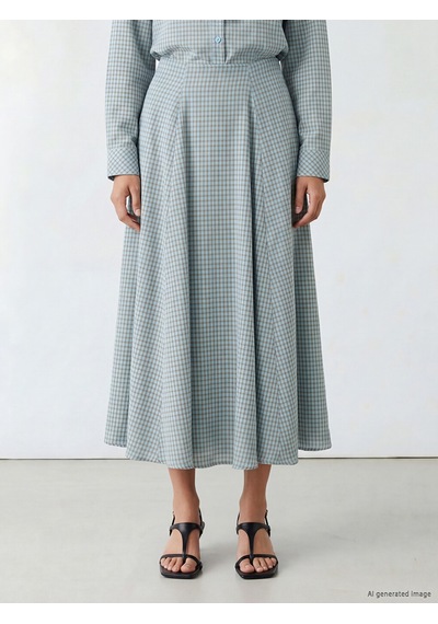 Lcw Modest Mavi Ekose Pileli Etek