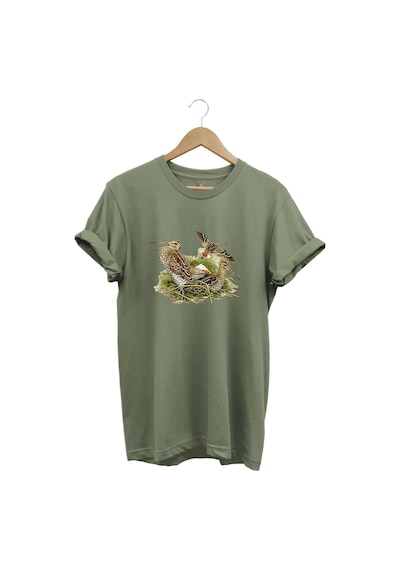 Avclık Tasarımlı Çulluk Avı Çulluk Kuşları Ve Doğa Baskılı %100 Pamuk Regular Fit Haki T-shirt Haki