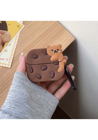 Microsonic Samsung Galaxy Uyumlu Buds 3 Pro Kılıf Cartoon Figürlü Silikon Crtn-fgr-krby-br Koyu Kahverengi