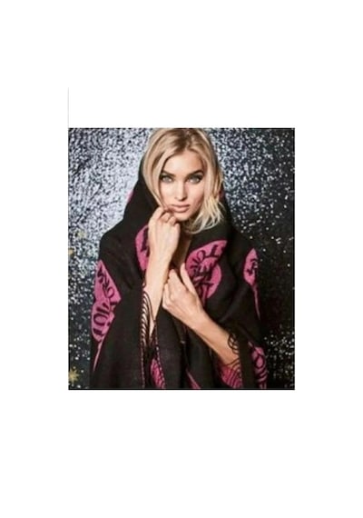 Victoria's Secret Kalp Detaylı Kaşmir Dokulu Kalp Detaylı Siyah Şal Çok Renkli
