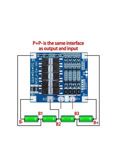 Hx-4s-f30a Mavi 4s 30a 12.8v 14.6v Lifepo4 Bms Pil Koruma Devresi