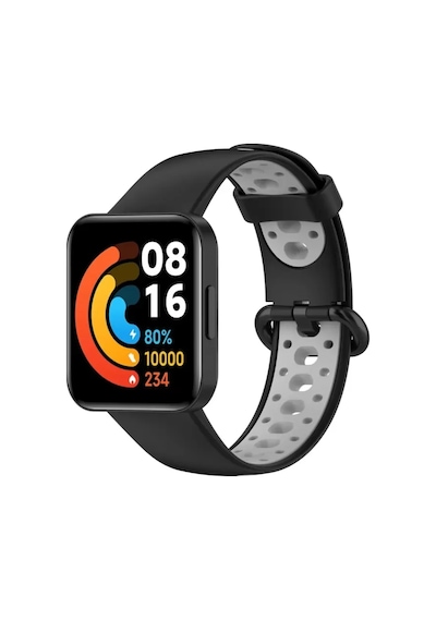 Watch 2 Spor Delikli Kordon - Siyah-gri